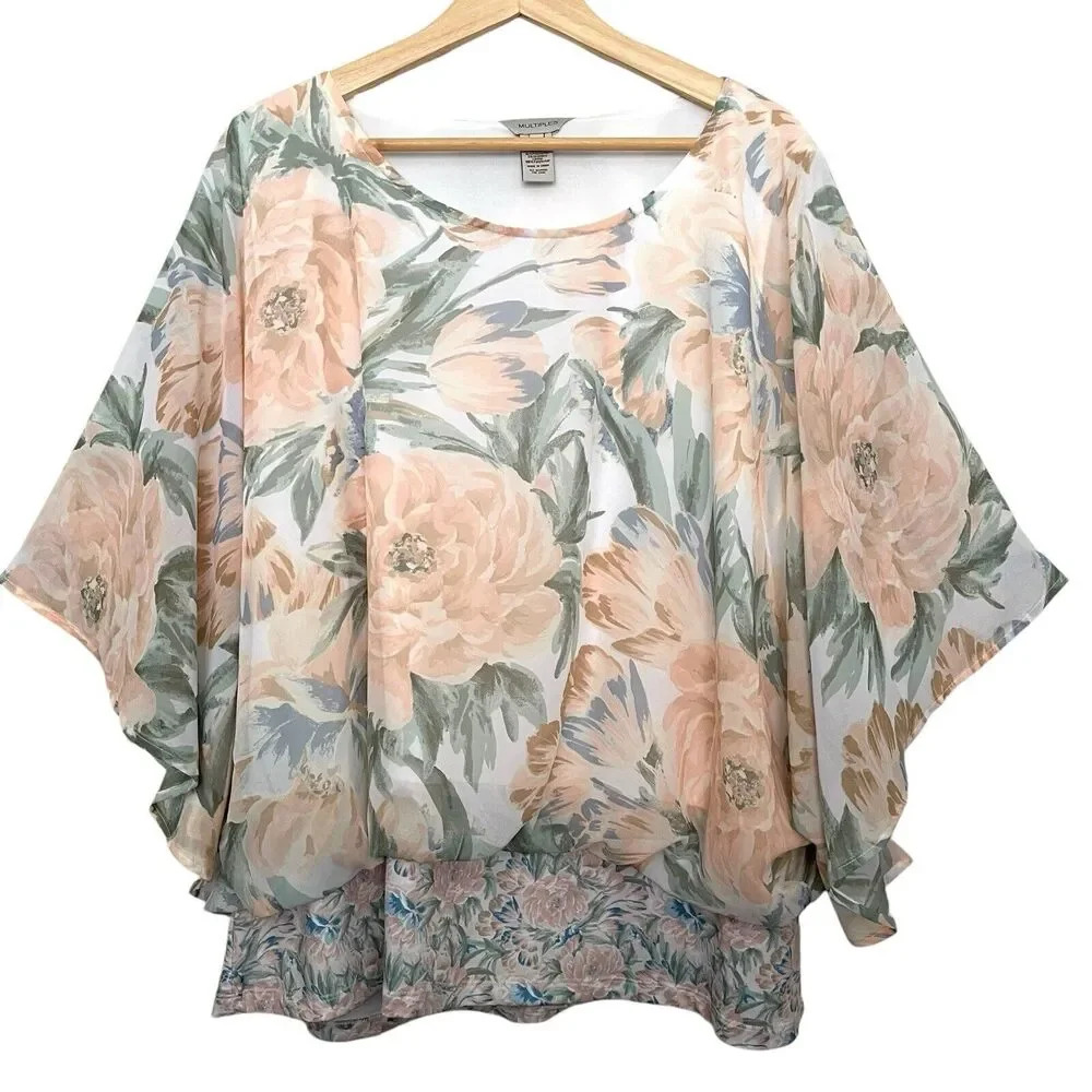 Multiples Floral Flutter Sleeve Oversized Top Boh… - image 6